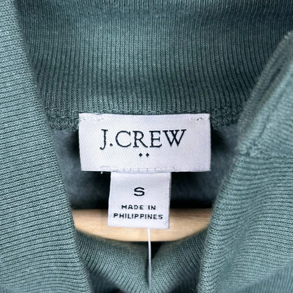 J. Crew Factory‎ Sweater Womens S Green Wide Button-Collar Pullover Sweatshirt